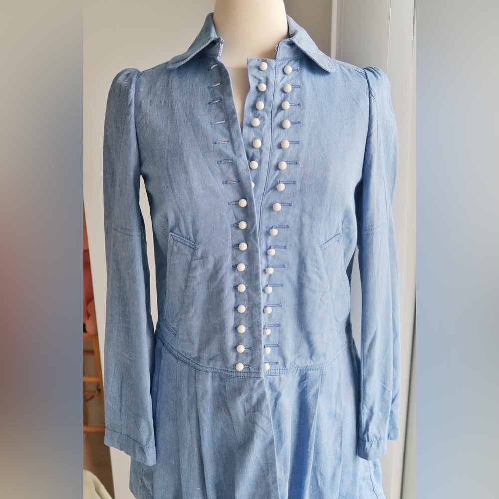 See by Chloé Military-Inspired Denim Dress Coat – Size 2 / EU 38 - Picture 3 of 12